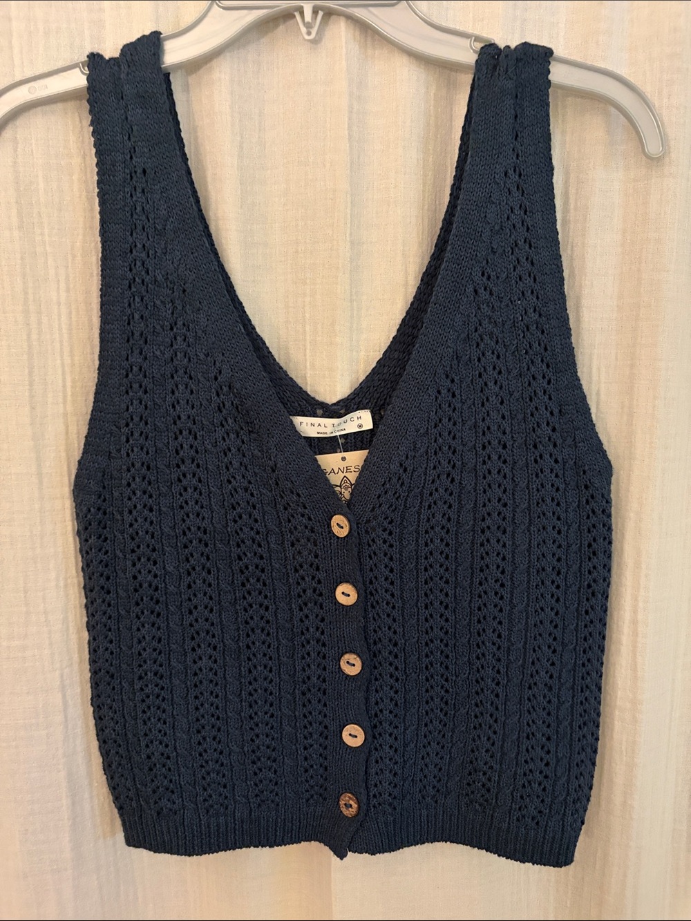 Navy Knit Button-Front Tank - Boutique (NWT)